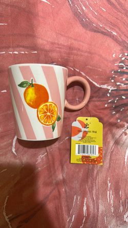 15oz Ceramic Mug with Orange Print