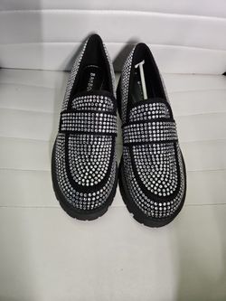 Bling Rhinestone Loafer Flats Sz 8