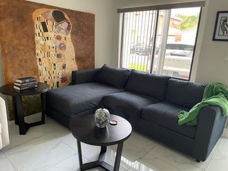 Dark Gray Fabric Sectional Sofa with Chaise