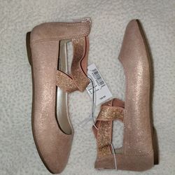 Girls Rose Gold Ballet Flats NEW