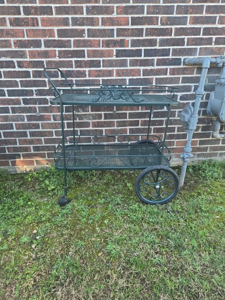 Wrought Iron Wine Cart Antique 150