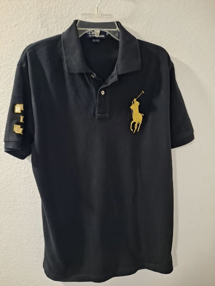 Polo By Ralph Lauren Gold Big Pony Polo Shirt Men’s XL Black Golf Rugby #3