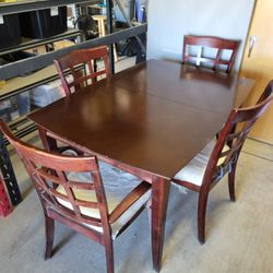 Solid Wood Dining Table And 4 Chairs