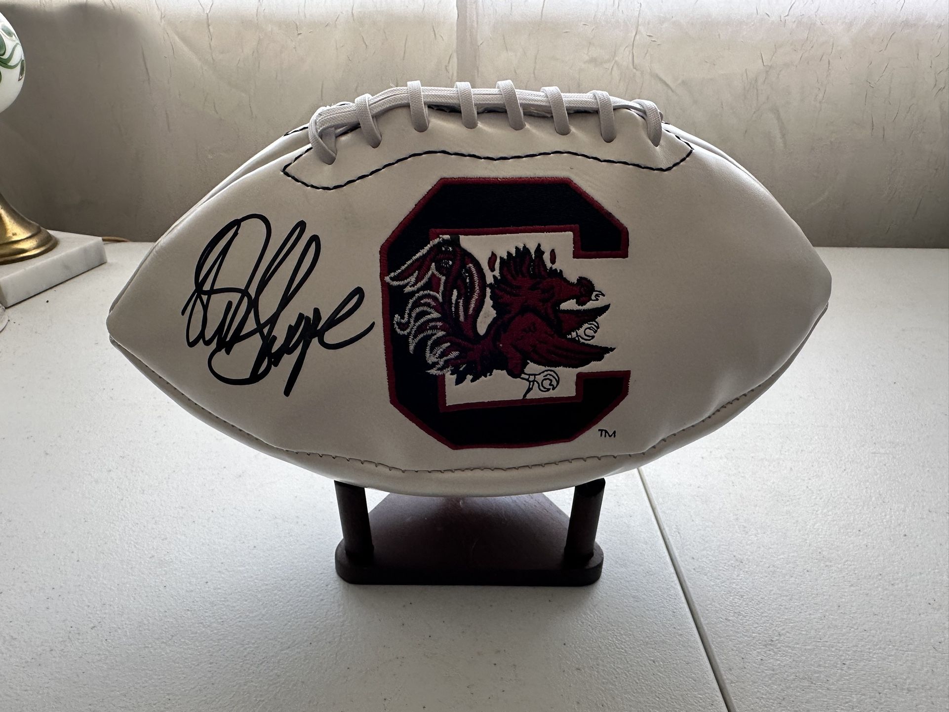 STERLING SHARPE SIGNED SOUTH CAROLINA GAMECOCKS AUTOGRAPHED FOOTBALL W/COA 654