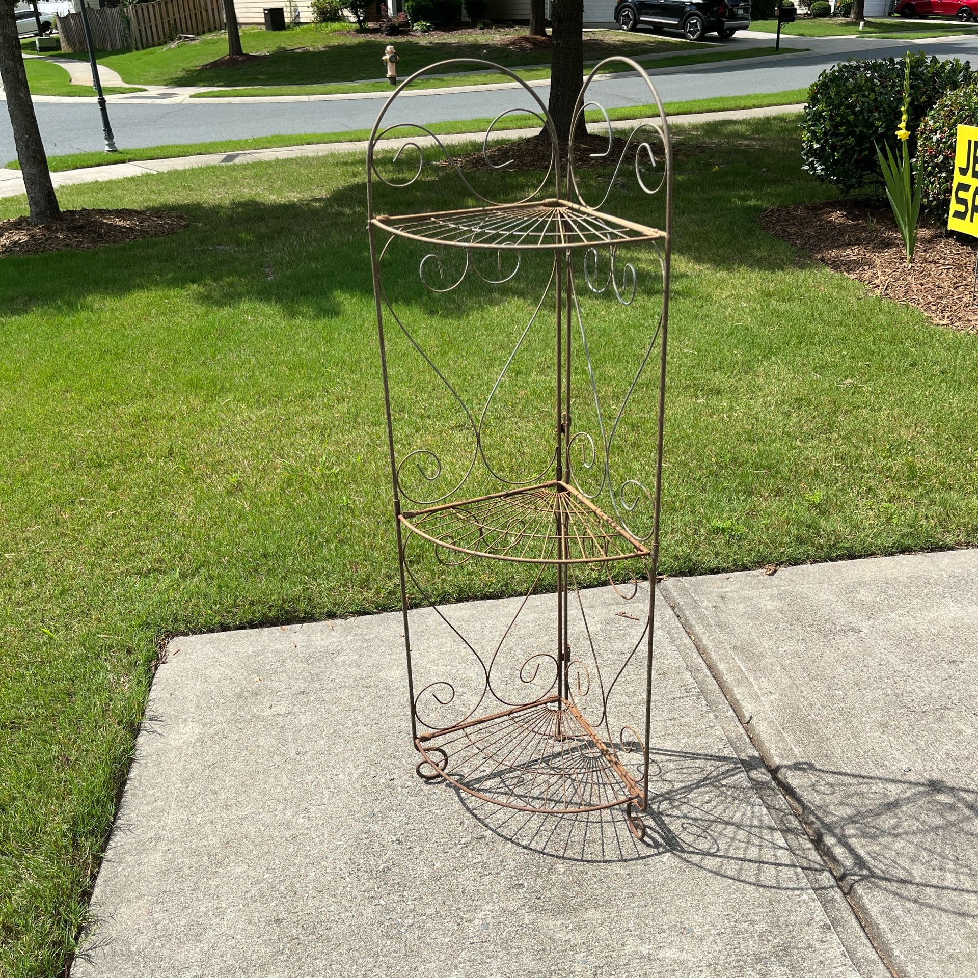 Vintage 3-Shelf Metal Plant Stand