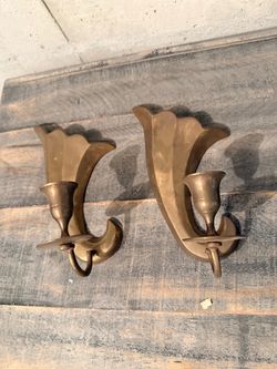 Brass Wall Candle Sconces Set of 2