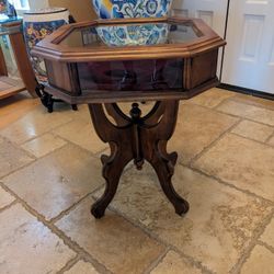Antique "Rare" Mahogany Display Table "Eight Sided" See All Pics
