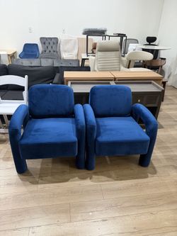 Modern Accent Chair Set of 2, Comfy Velvet Upholstered Armchair, Cozy Single Sofa, Tufted Barrel Chair Reading Chair for Living Room, Bedrooms, Corner