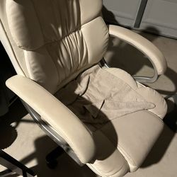 White Leather Rolling Office Chair