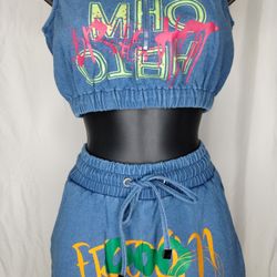 *NEW* Two Piece Graffiti Jogger Set, Soft Denim, Jogger Pant 