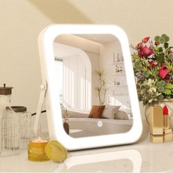 8"x10" Lighted Vanity Mirror, Makeup Mirror with Light, Dimmable Touch Screen, Portable Travel Mirror with U-Shaped Bracket, Cosmetic Mirror with Ligh