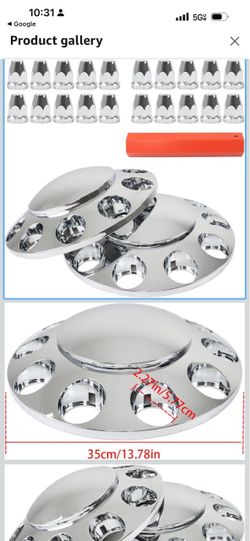 Chrome Front Hub Cover Wheel Axle Cover Center Caps Kit with 33mm Lug Nut Covers Replacement for 20 in & 22.5 in & 24.5 in Semi Truck Wheels