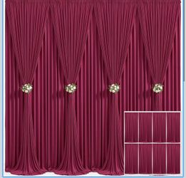 8 Panels Burgundy Backdrop Curtain for Wedding Parties Wrinkle Free Maroon Photo Curtains Backdrop Drapes Fabric Decoration for Birthday Bridal Shower
