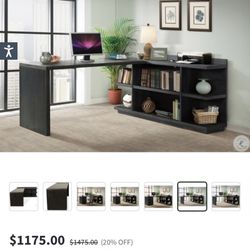 Perspectives Ebonized Acacia L Corner Desk