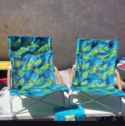 Mainstays Folding Low Seat Soft Arm Beach Bag Chair with