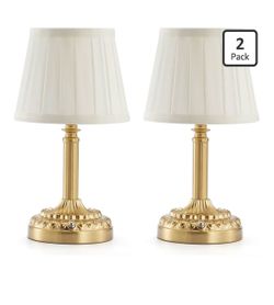 Set of 2 Cordless Gold Touch Control Table Lamps
