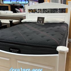 BEAUTYREST Black With White Bed Frame Mattress QUEEN SIZE 