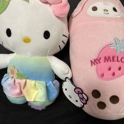 Hello kitty and my melody plushes