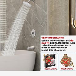 Black Shower Faucet Set（Valve Included) with 9-Setting Rain Shower Head black and nickel C3  $50