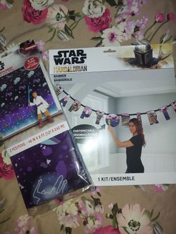 STAR WARS PHOTO BACKDROP AND STAR WARS HAPPY BIRTHDAY  BANNER EVERYTHING FOR ONLY $25.00
