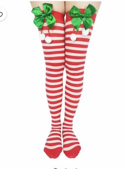 Womens Merry Christmas Leggings Xmas Gifts Stockings Red and White Striped Tights Cute Striped Pantyhose for Women
