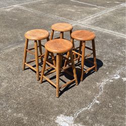 Solid Oak Stools Set Of 4 