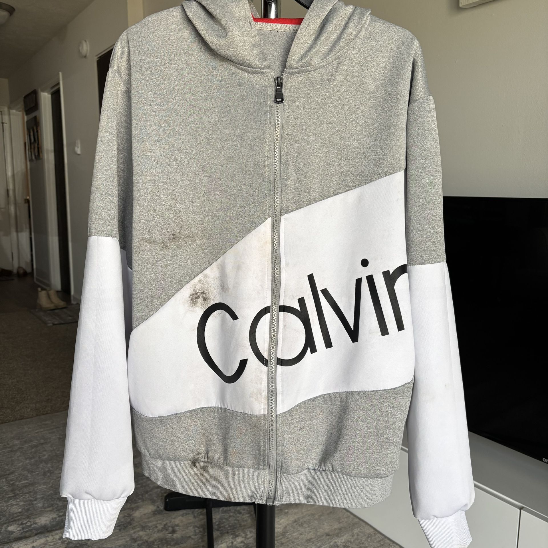 Calvin Klein Men's Long Sleeve Colorblock Pullover Hoodie,XL