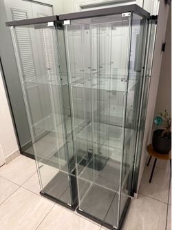 2 Ikea Detolf Glass Display Shelves