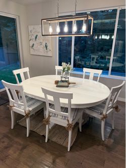 Crate and Barrel dining room table with 6 chairs