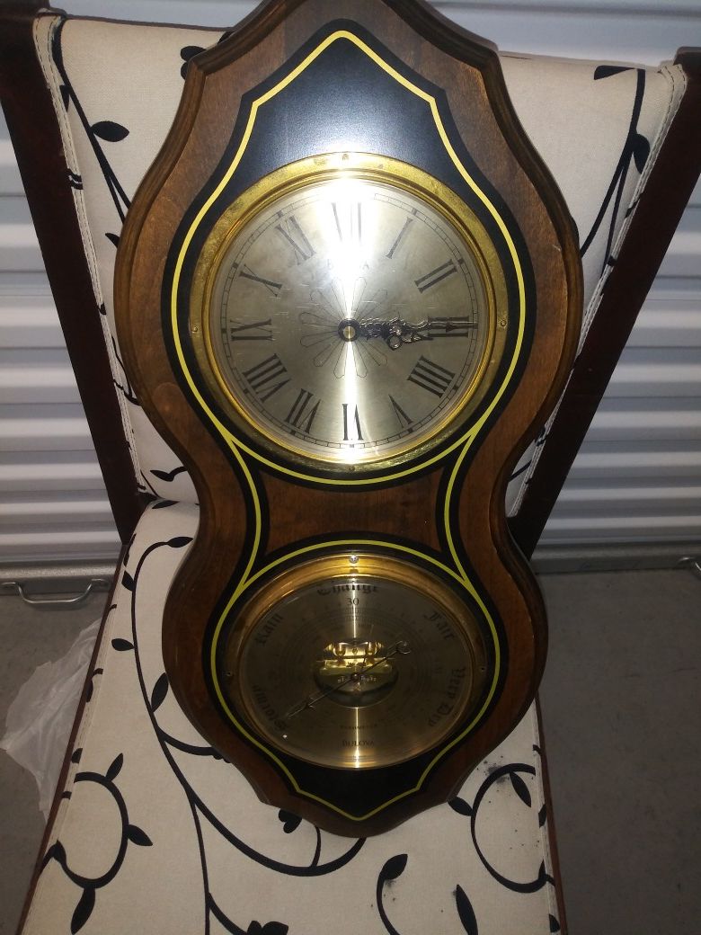 Bulova vintage wall clock and barometer
