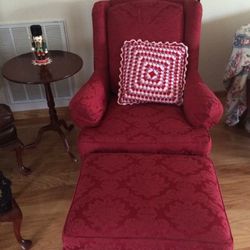18th century style wing chair with Foot Stool