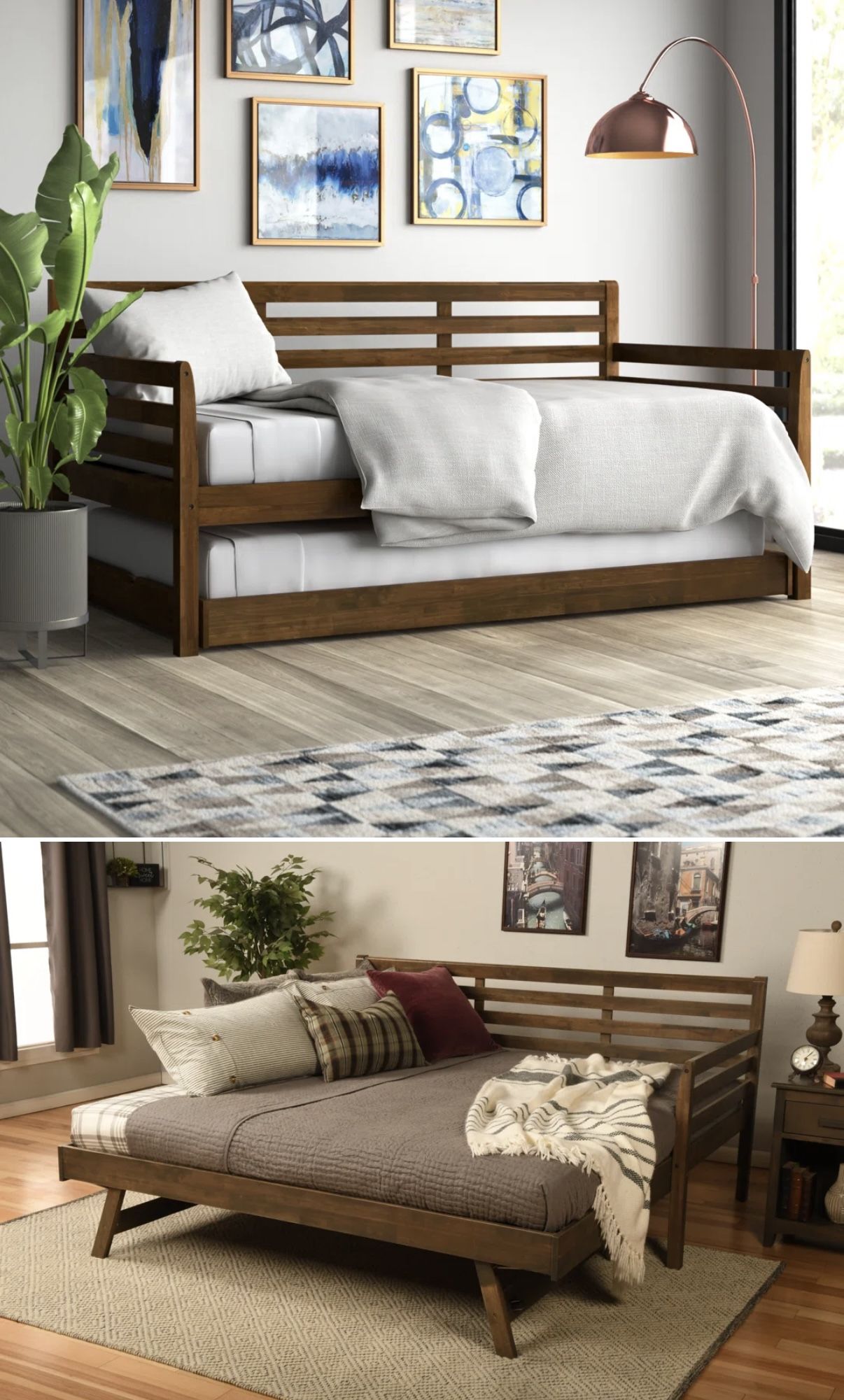 Alexz Wood Daybed with Pop Up Trundle Bed
