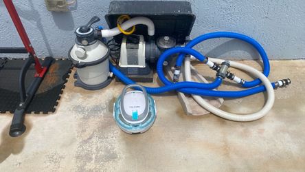 Pool Sand Filter Pump System with Hoses and Robot Cleaner