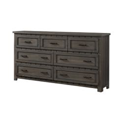 7-Drawer Wood Dresser in Gray NEW