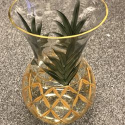 Mouth blown hand panted flower vase