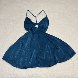 Free People Women Blue Good Catch Mini Slip Dress