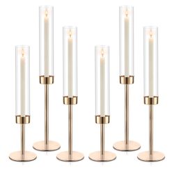 Gold Hurricane Glass Candle Holder