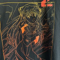 Evangelion Asuka Black Anime T-Shirt