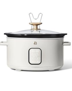 New Beautiful 6Qt Slow Cooker with Touch-Activated Display in White Icing by Drew Barrymore