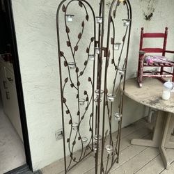 Metal Room Divider With Candle Holders 