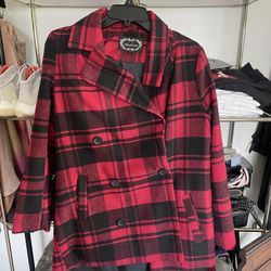 Red Plaid Trench Coat