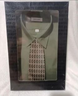 Pierre Cardin Forest Green designer dress shirt & tie set