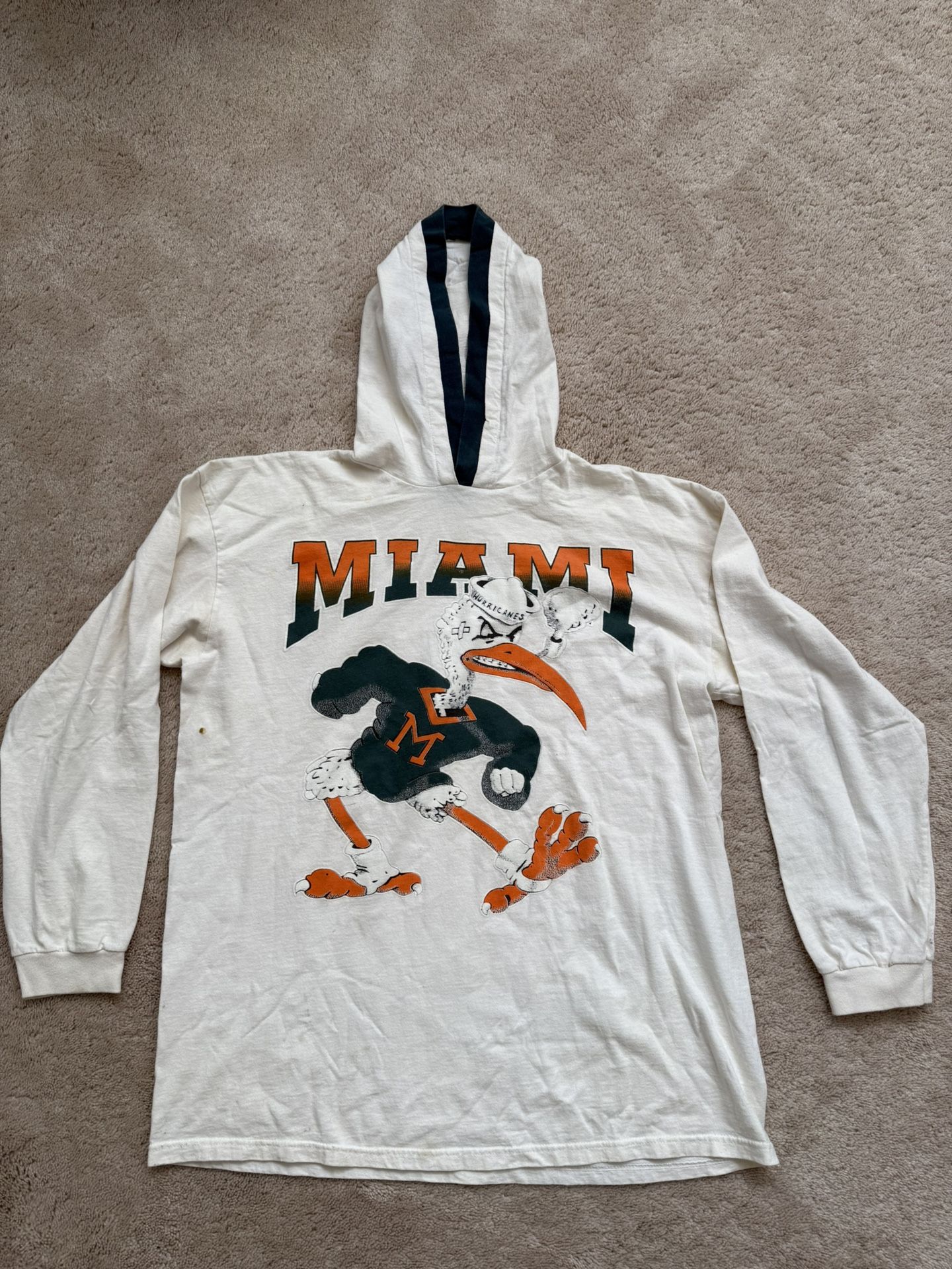 VINTAGE Miami Hurricanes White Graphic Sweatshirt Men’s Size XL