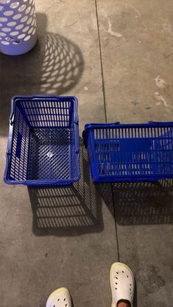 Blue Plastic Storage Baskets Set of 2