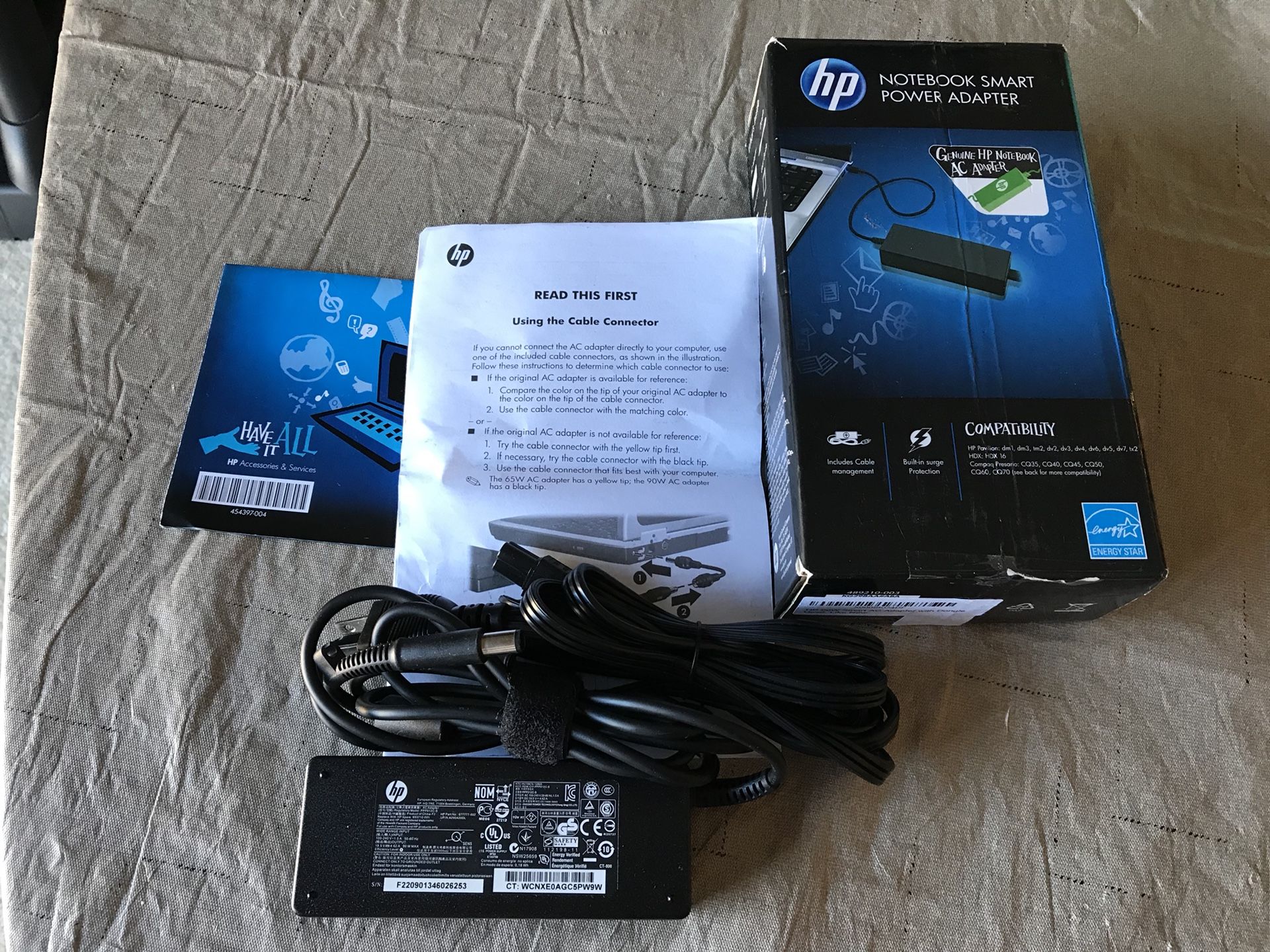 Genuine HP Notebook Smart AC Power Adapter 90W 19V PPP012H-S KG298AA#ABA