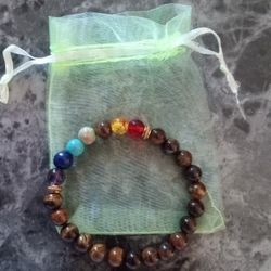 7 Chakrah Crystal Bracelet w/ Tigers Eye