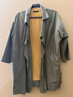 Olive Green Open-Front Trench Coat