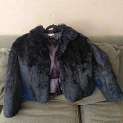 Faux Fur Black With Purple Lining 