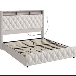 Beige King Size Bed