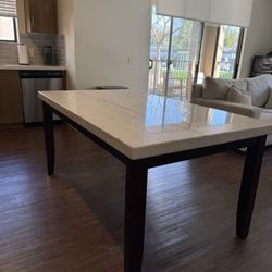 Solid Marble Dinning Table With Wood Legs 